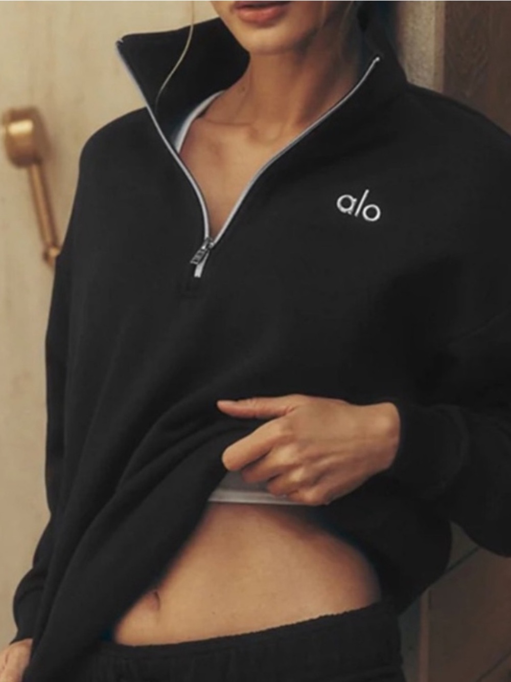 •nwot• Alo Accolade Black Quarter-Zip Pullover